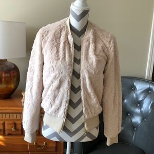 Womens fuzzy faux fur bomber